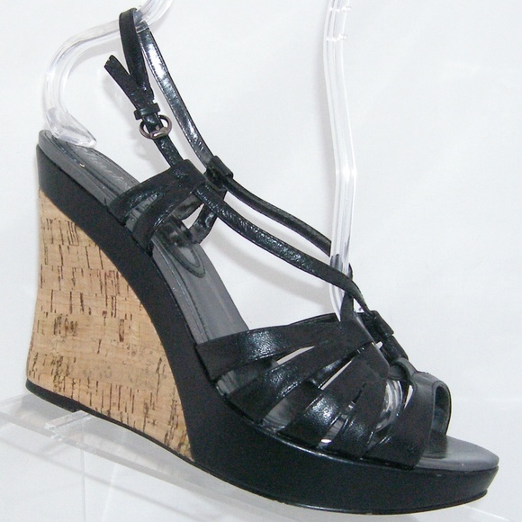 Charles David Shoes - Charles by Charles David black leather wedges 7B